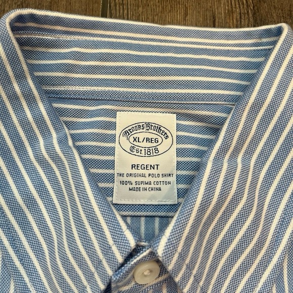 Brooks Brothers Regent Blue & White Striped Long Sleeve Button Down Shirt XL - Picture 3 of 5